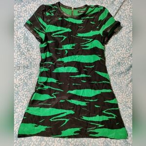 Alice & Trixie 100% silk and leather trimmed mini dress